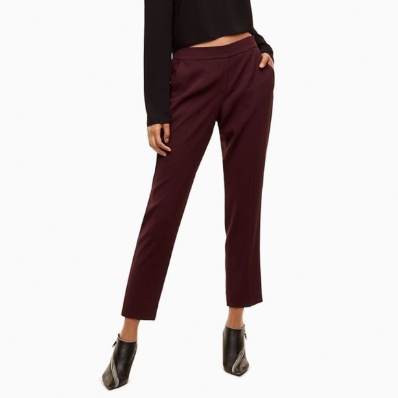 Babaton Aritzia Cropped Conan Pants Women’s Size 10 High Rise Pull On‎ Brown - Picture 1 of 9